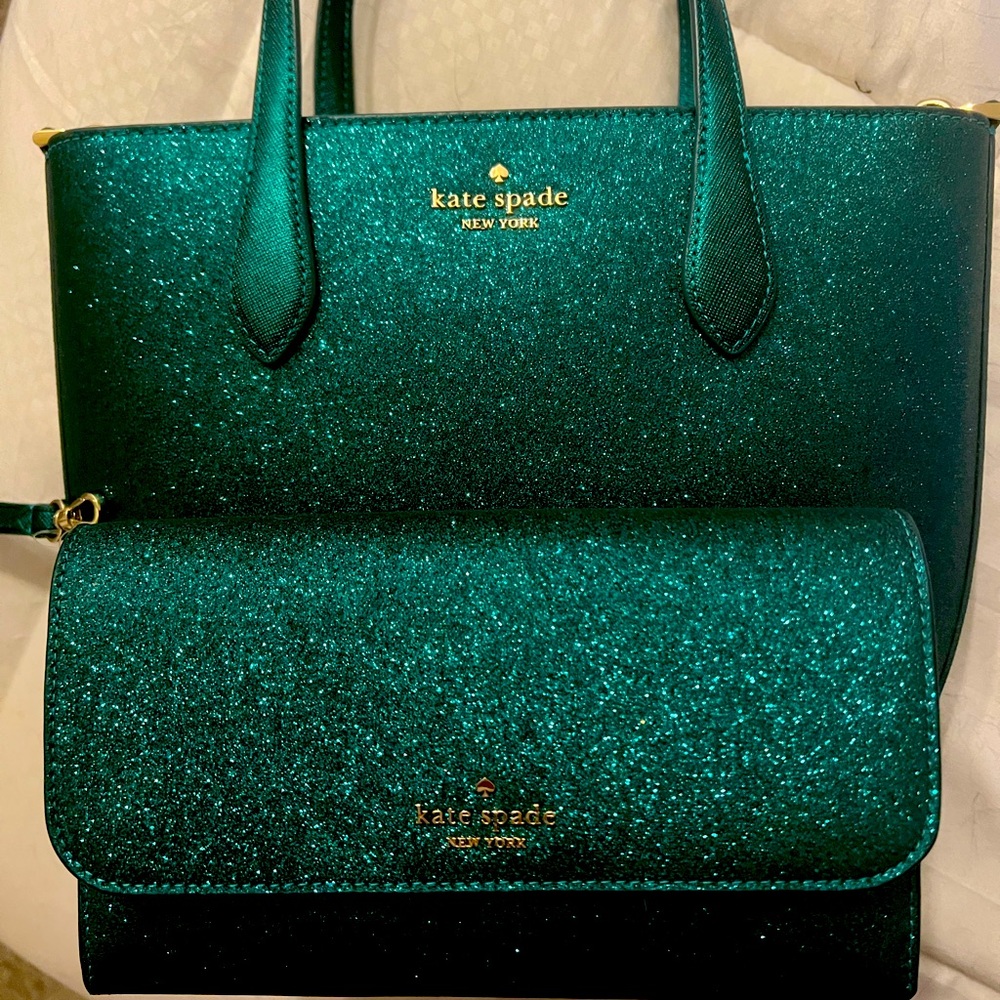 Kate Spade Festive Teal purse and wallet - perfect for the holidays!